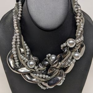 Vintage Silver Tone Multi Strand Braided Necklace W/Clasp 20 In.